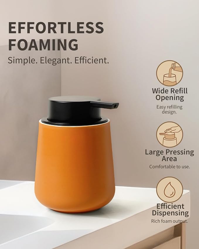 Bosilunlife Ceramic Foaming Soap Dispenser - 12Oz Bathroom Countertop Kitchen - Image 4