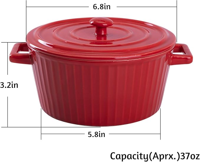 WHJY Red Colorful Ceramic Casserole Dish - Image 2