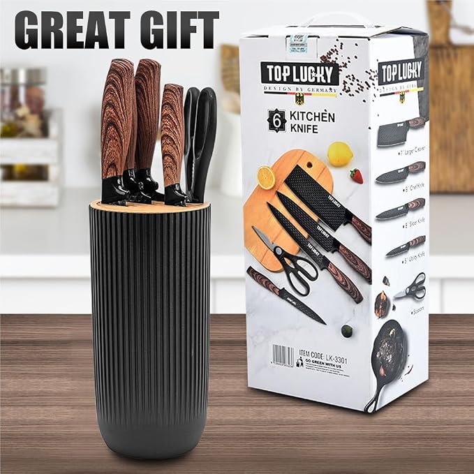 Knife Set, Wiztoynia 6-Piece Black Kitchen Knife Set - Image 7