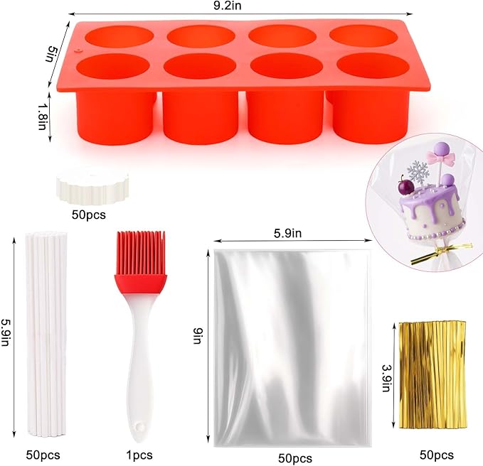 Juome Circle Cake Pop Mold Kit, 8 Cavities Cakesicle Molds Silicone - Image 3