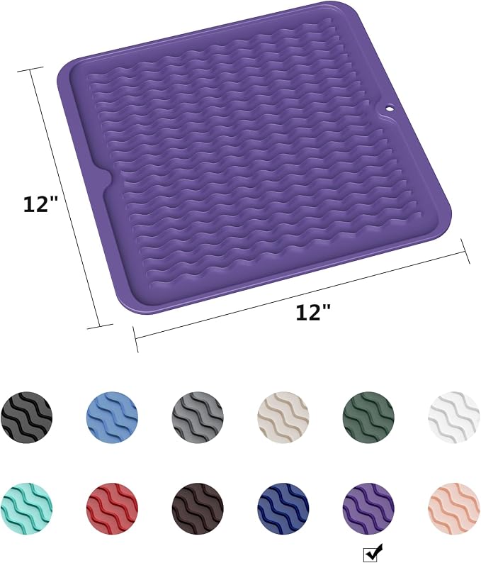 ZLR Silicone Dish Drying Mat 12" x 12" Square - Image 6
