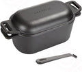2-in-1 Pre-Seasoned Cast Iron Dutch Oven Pot by OLLAKOK