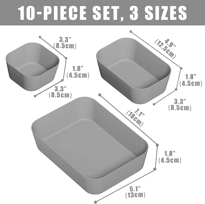 Plastic Drawer Organizers, Bathroom and Vanity Organizer Plastic Tray, Makeup - Image 2