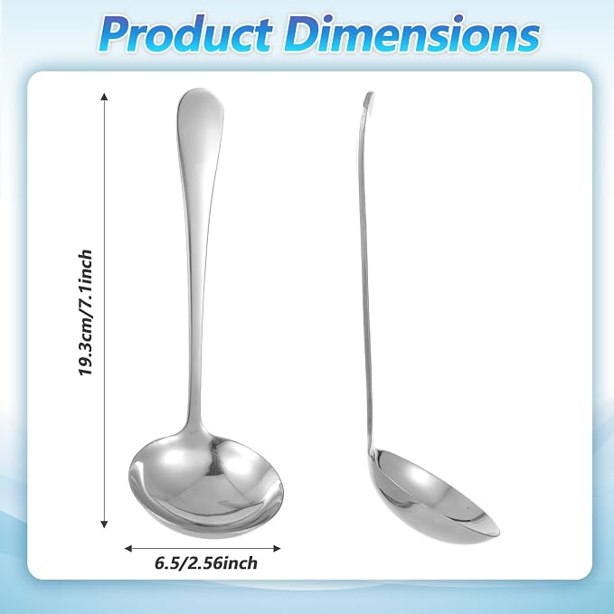 Jeffdad Gravy Ladle, Stainless Steel Sauce Soup Ladles 7.1‘’ Gravy Ladles - Image 2