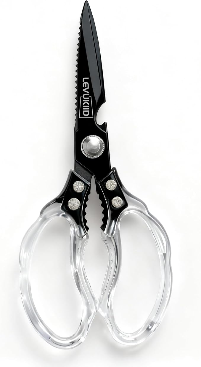 Rust-Resistant Kitchen Scissors, Transparent and Stylish Handle, Suitable by LEVUKIID