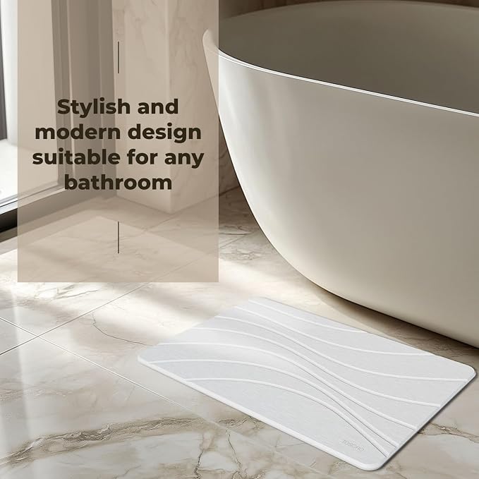 TOSORO - Stone Bath Mat Diatomaceous Earth Shower Mat Non-Slip Super Absorbent - Image 5