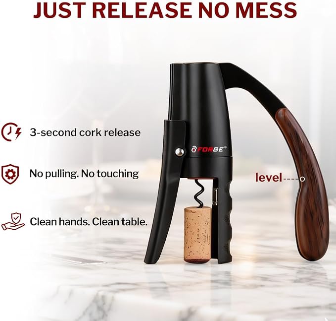 Forge Quality Compact Vertical Lever Corkscrew Wine Opener - Image 4