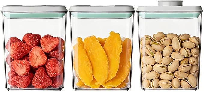 Airtight Food Storage with One-Touch Lid, Stackable Durable PET by EQI