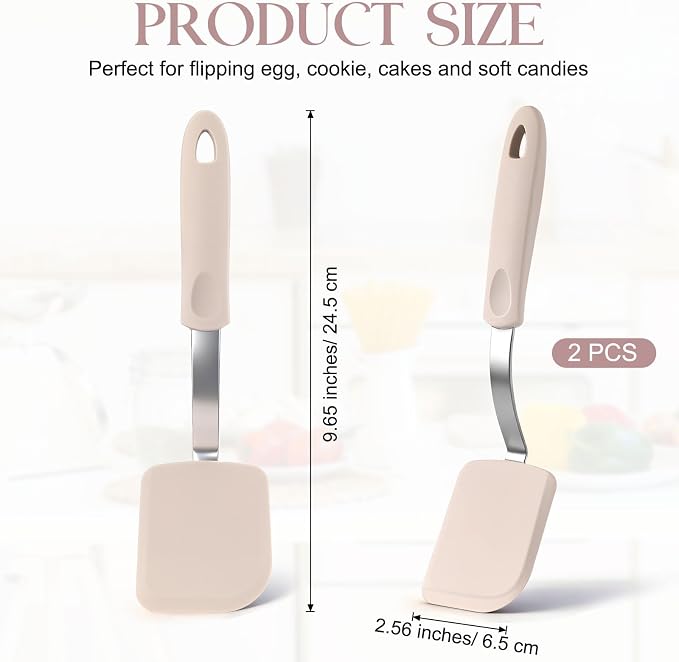 Silicone Cookie Spatula Turner 2 Pack Mini Brownie Spatula Flexible Kitchen - Image 2