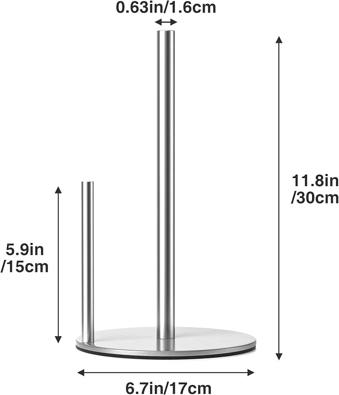 Paper Towel Holder Silver, Premium Stainless Steel Kitchen Roll Dispenser - Image 5