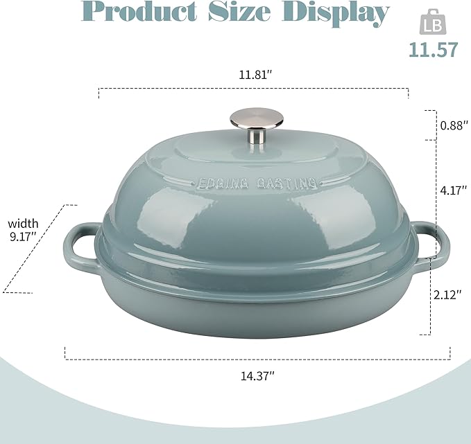 EDGING CASTING Enameled Oval Cast Iron Dutch Oven Pot - Image 2