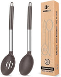 Pack of 2 Large Silicone Cooking Spoons, Non Stick Solid Basting Spoon by BUNDLEPRO