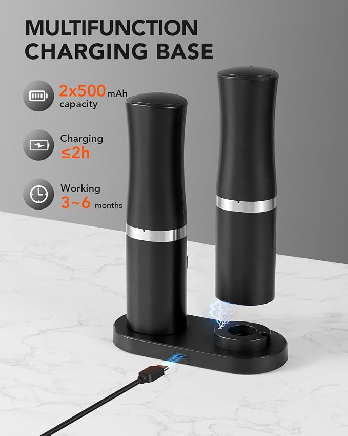 FORLIM Rechargeable Electric Salt and Pepper Grinder Set - Image 9
