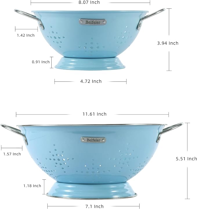Metal Colander 2 Pack, Strainer Bowel - Image 2