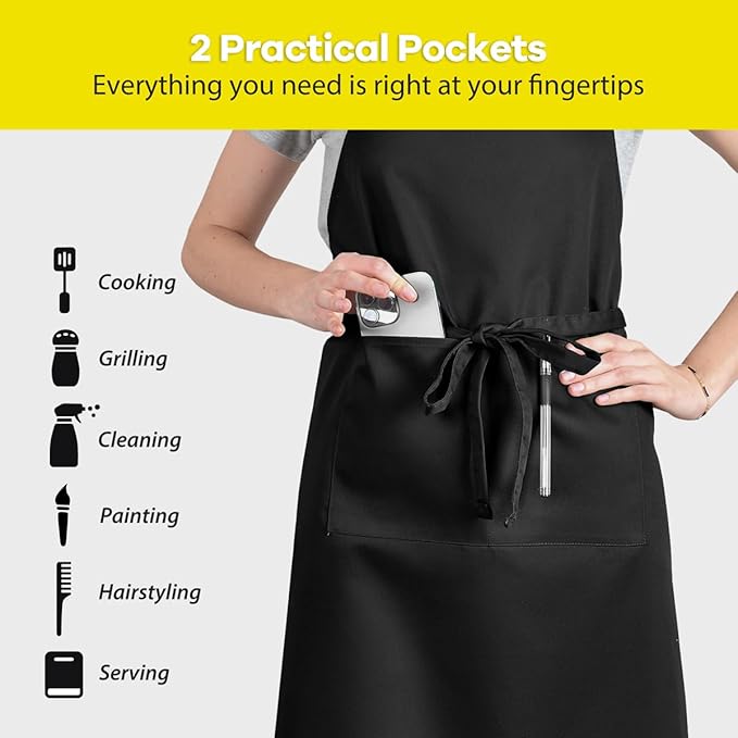 ROTANET Extra Large Apron for Men Adjustable Bib Aprons - Image 4