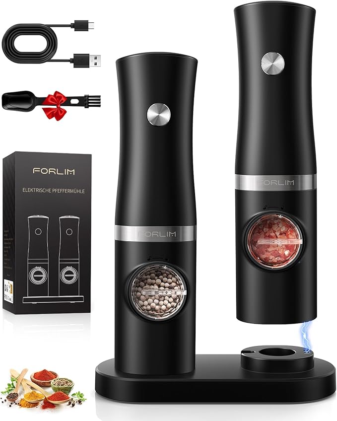 FORLIM Rechargeable Electric Salt and Pepper Grinder Set by FORLIM