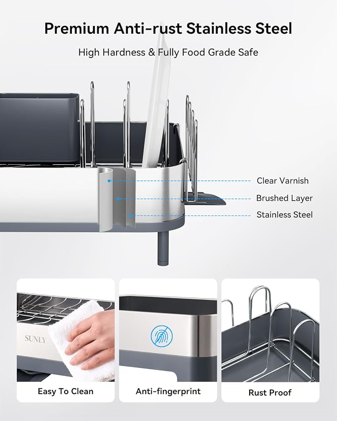 SUNLY Expandable Dish Drying Rack, Versatile Brackets - Image 4