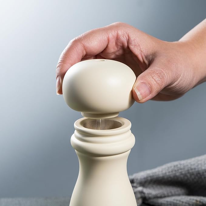 BILL.F Salt and Pepper Grinder Wooden Pepper Mill Grinder White Salt Pepper - Image 5