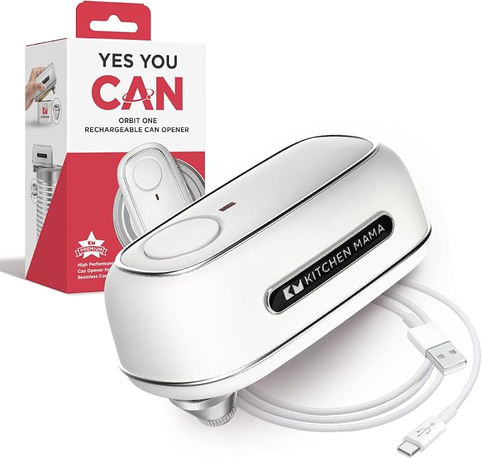 Kitchen Mama Orbit One Rechargeable Electric Can Opener: Hands-free, USB-C by KitchenMama