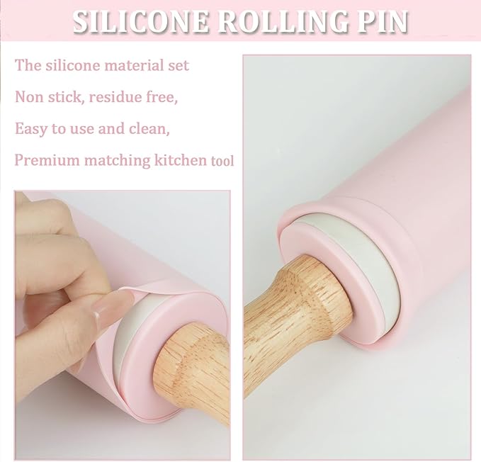 Silicone Rolling Pin for Baking, 15inch Pastry Dough Roller - Image 2