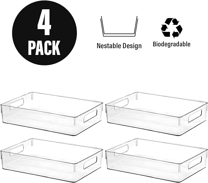 Clear Plastic Storage Bins, Pantry Organizers and Storage, Kitchen Organization - Image 4