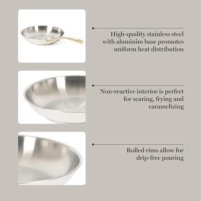 Martha Stewart Castelle 8-Inch Stainless Steel Frying Pan - Image 4
