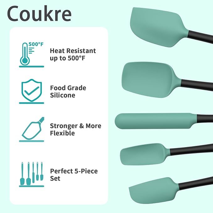 Coukre Silicone Spatula Set of 5, High Temperature Resistant, Food Grade - Image 3