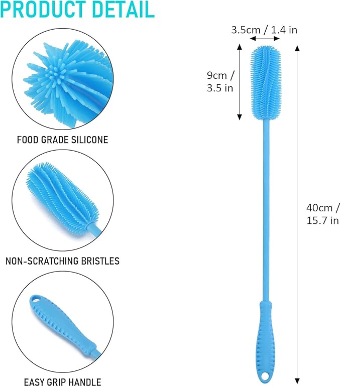 15.7" Silicone Bottle Brush, ddLUCK Water Bottle Cleaner Brush - Image 3
