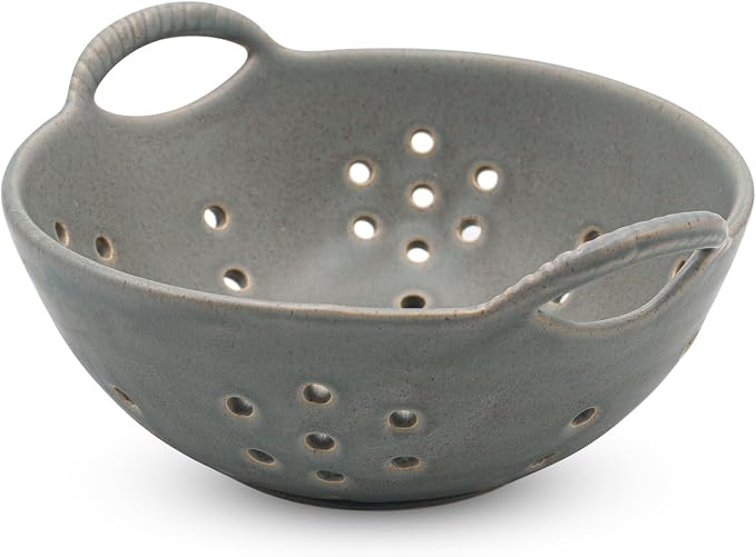 Matte Glaze Ceramic Berry Colander Bowl by Amitofo