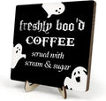 Freshly Boo'd Coffee Wood Sign, Halloween Coffee Bar Decor, Scream Sugar Spooky by DMADNF