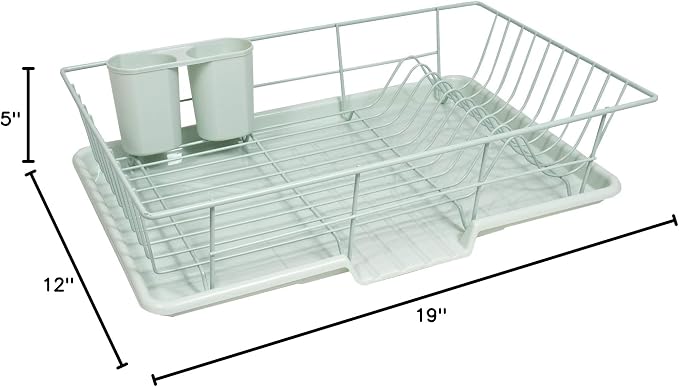 Sweet Home Collection 3 Piece Metal, Plasic Dish Drainer Rack Set - Image 2