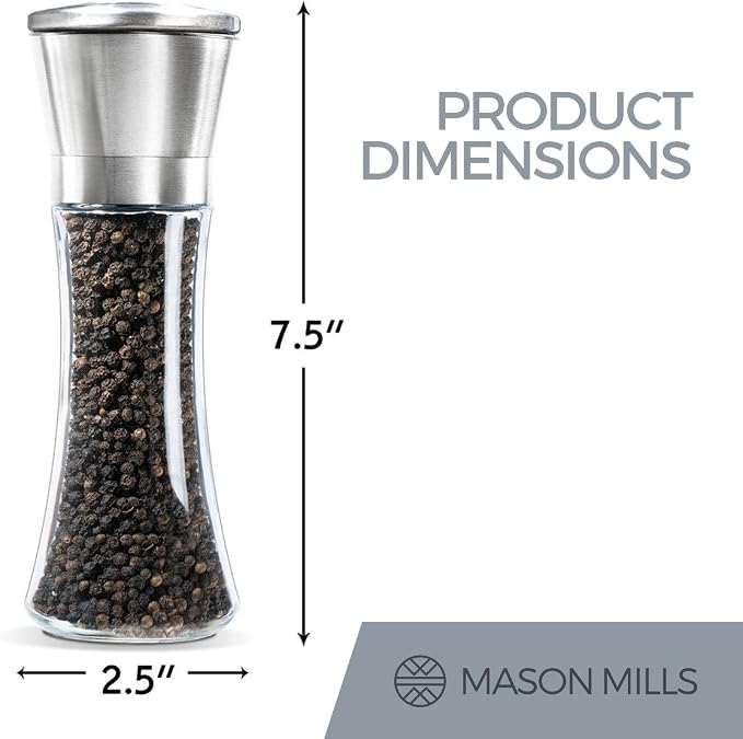 Prefilled Stainless Steel Salt and Pepper Grinder Two Piece Set - Image 3
