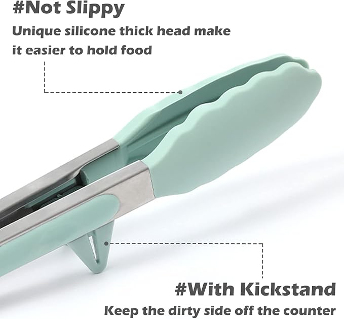 Kitchen Tongs for Cooking, 9 Inch Small Silicone Tongs, Food Grade Mini Serving - Image 2