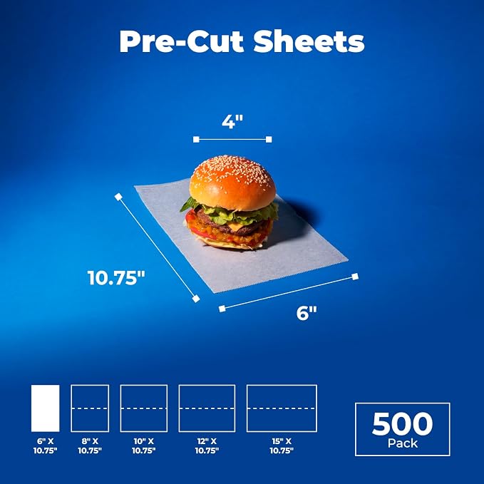 Fit Meal Prep 6 x 10.75" Wax Paper Sheets - Image 2