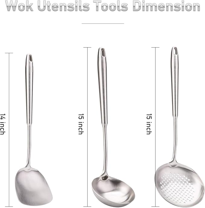FJNATINH 4-Pieces 304 Stainless Steel Wok Spatula Set, Cooking Utensil Set - Image 6