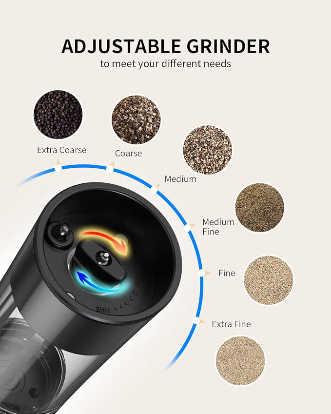 CIRCLE JOY Rechargeable Gravity Electric Salt and Pepper Grinder Set Automatic - Image 4