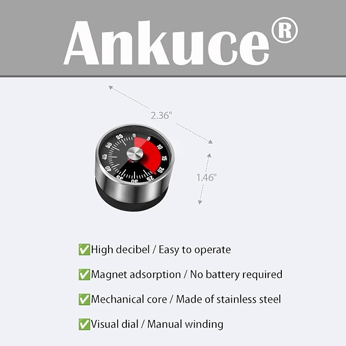 Digital Kitchen Timer for Cooking, Loud Alarm, Magnetic Back - Image 3