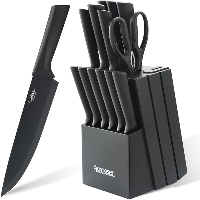 Stainless Steel Knife Set, Knife Block Sets by Aomiesen