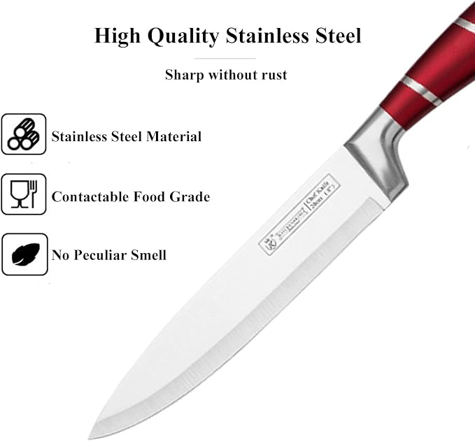 Kitchen Knife Set, 9-Piece Red Kitchen Knife Set - Image 3