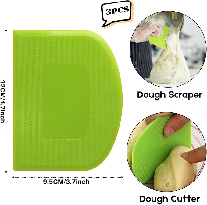 3-Piece Stainless Steel Dough Scraper set + Pizza Spatula Set – Kitchen Baking - Image 3