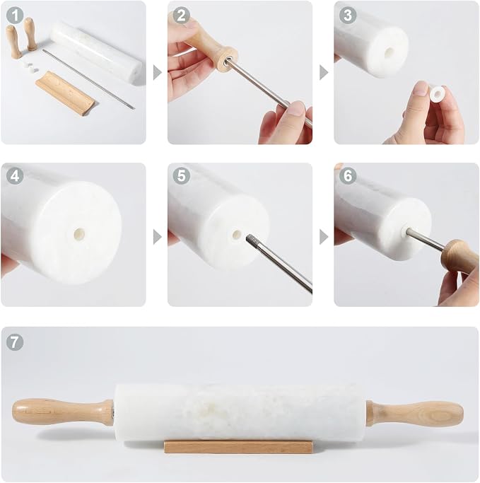 Koville White Marble Rolling Pin - Image 3