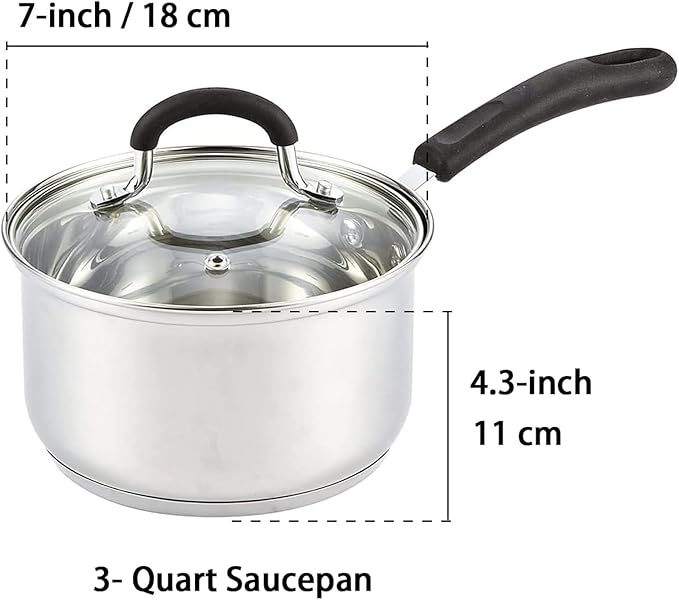 Cook N Home 3 Quart Stainless Steel Saucepan Set - Image 2