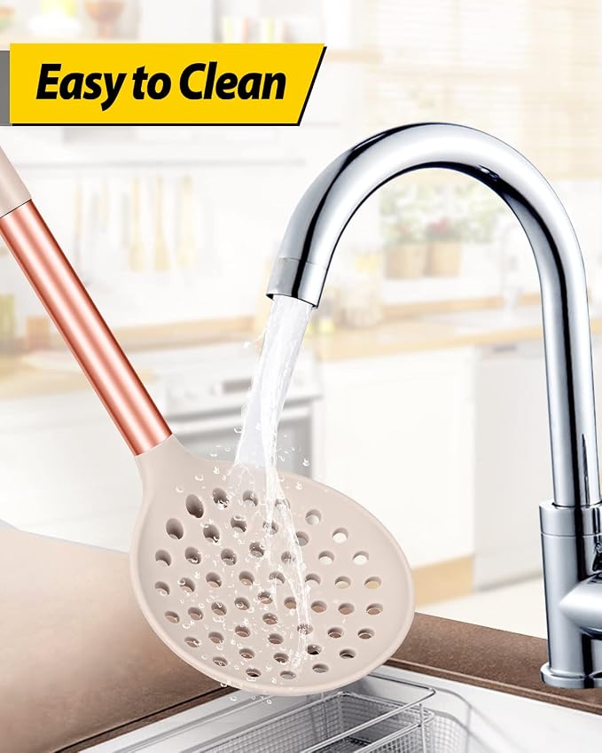 Kitchen Ladle Strainer Set of 2 Large Slotted Spoon - Image 5