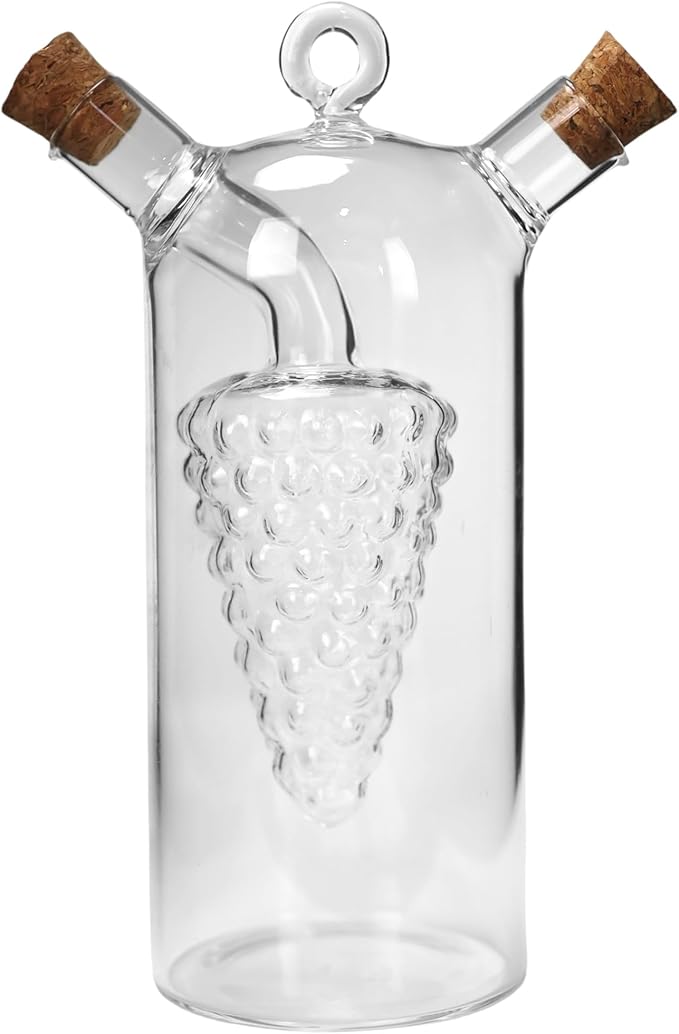 Iconikal 2-in-1 Glass Oil & Vinegar Salad Dressing Cruet Bottle Pourer by Iconikal