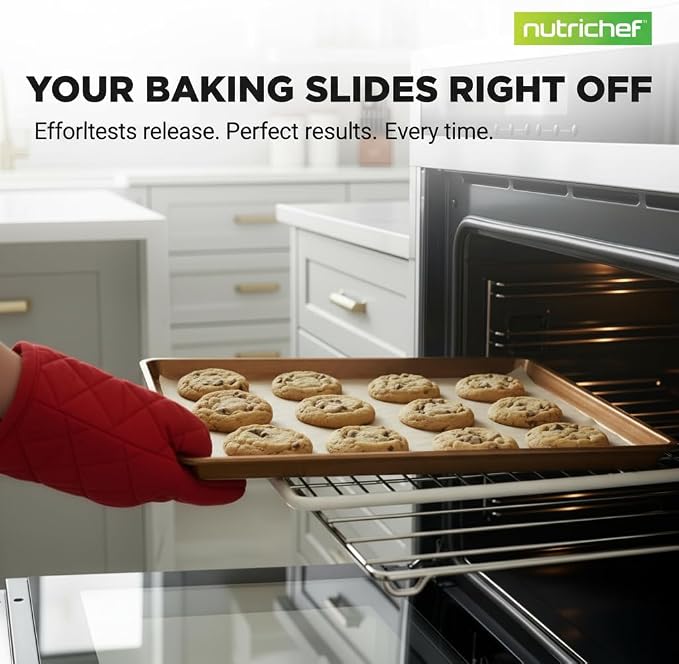 NutriChef Nonstick Extra Large Baking Sheets – 22 x 16 Inch Mega Cookie Sheet - Image 3