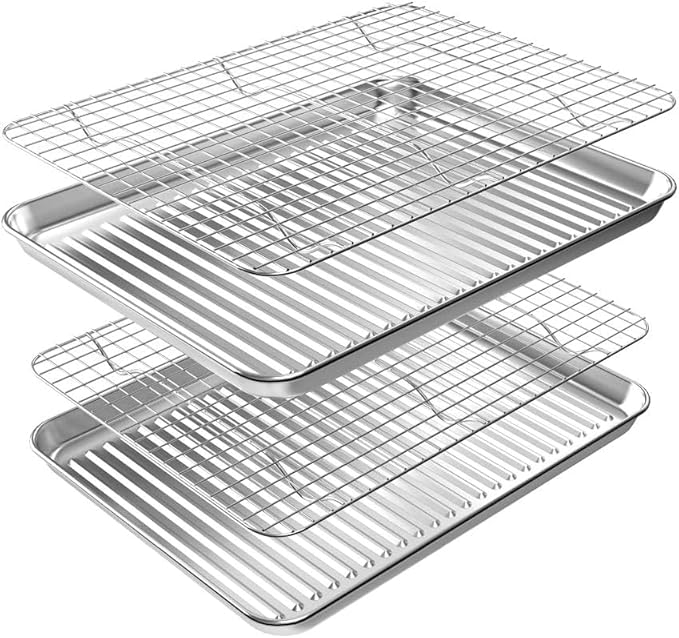 ROTTAY Baking Sheet with Rack Set, Stainless Steel Cookie Sheet with Cooling by Rottay