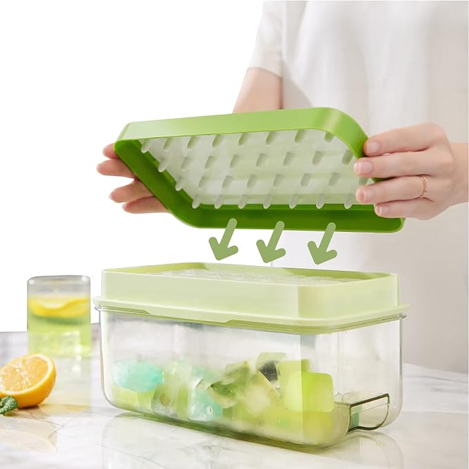 Ice Cube Tray with Lid and Bin, Ice Cube Pop Out Tray, Ice Cube Trays - Image 3