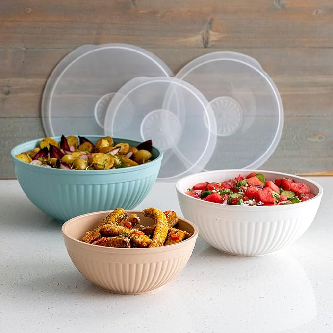 Nordic Ware Prep and Serve Mixing Bowls Set, Earth-Tones - Image 2