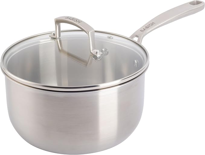 Babish Stainless Steel Saucepan 3.5 Quart Triply Professional Grade Cookware by Babish