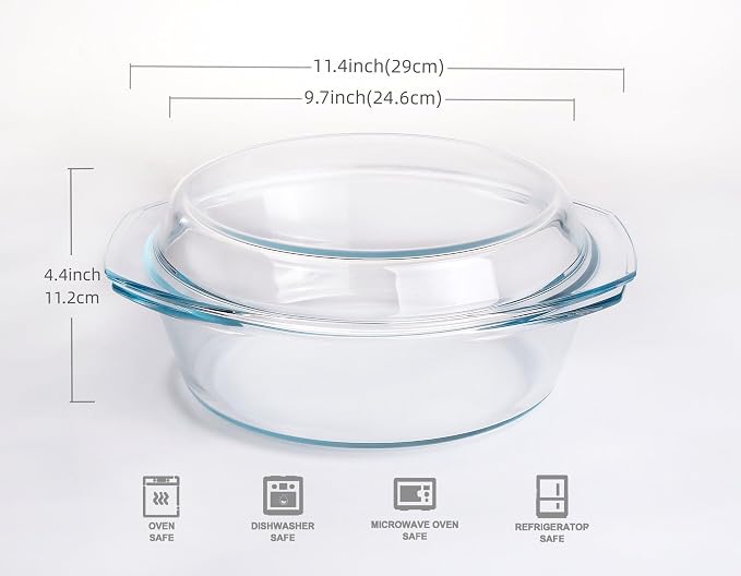 Round Tempered Glass Casserole Dish - Image 2